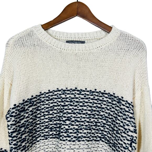 Grey Collective Long Sleeve Crewneck Sweater Blue Cream - M - Picture 3 of 4